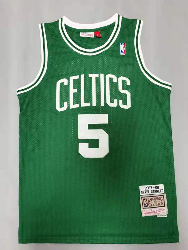 Men Boston Celtics #5 Garnett Green Throwback Best mesh 2021 NBA Jersey->boston celtics->NBA Jersey